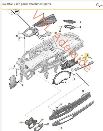 8W2857304 Audi RS5 F5 B9 F5 MMI Interface Screen Lower Trim Dash Interior Moulding 8W28573046PS