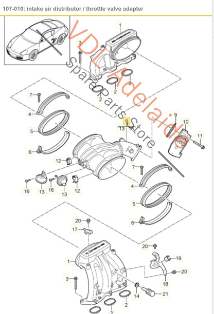 9A111002022 9A111002023 99311046202 Porsche 986 987 Cayman Boxster Intake Plenum Ditributor Pipe Manifold 9A111002022