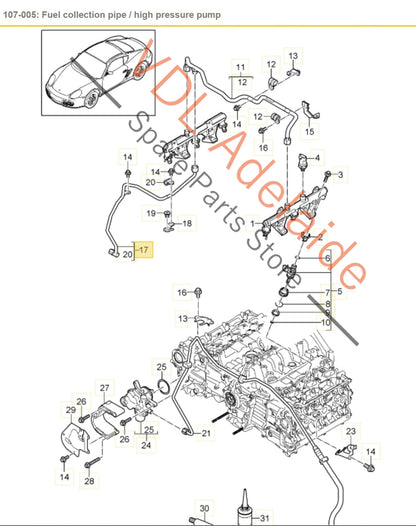 9A111009501   Porsche High Pressure Fuel Line Stainless Steel 9A111009501