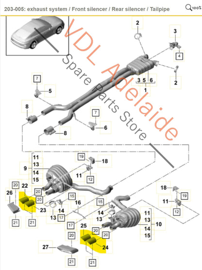 9A725382340 9A725382345 9A725382440 Porsche Panamera 971 S Sport Exhaust Outlet Tip Tail pipe Set Brushed Stainless