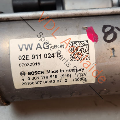 02E911024B   Audi RS3 8V 1.1kw Starter Motor 02E911024B Bosch for 2.5L 5Cyl Cars