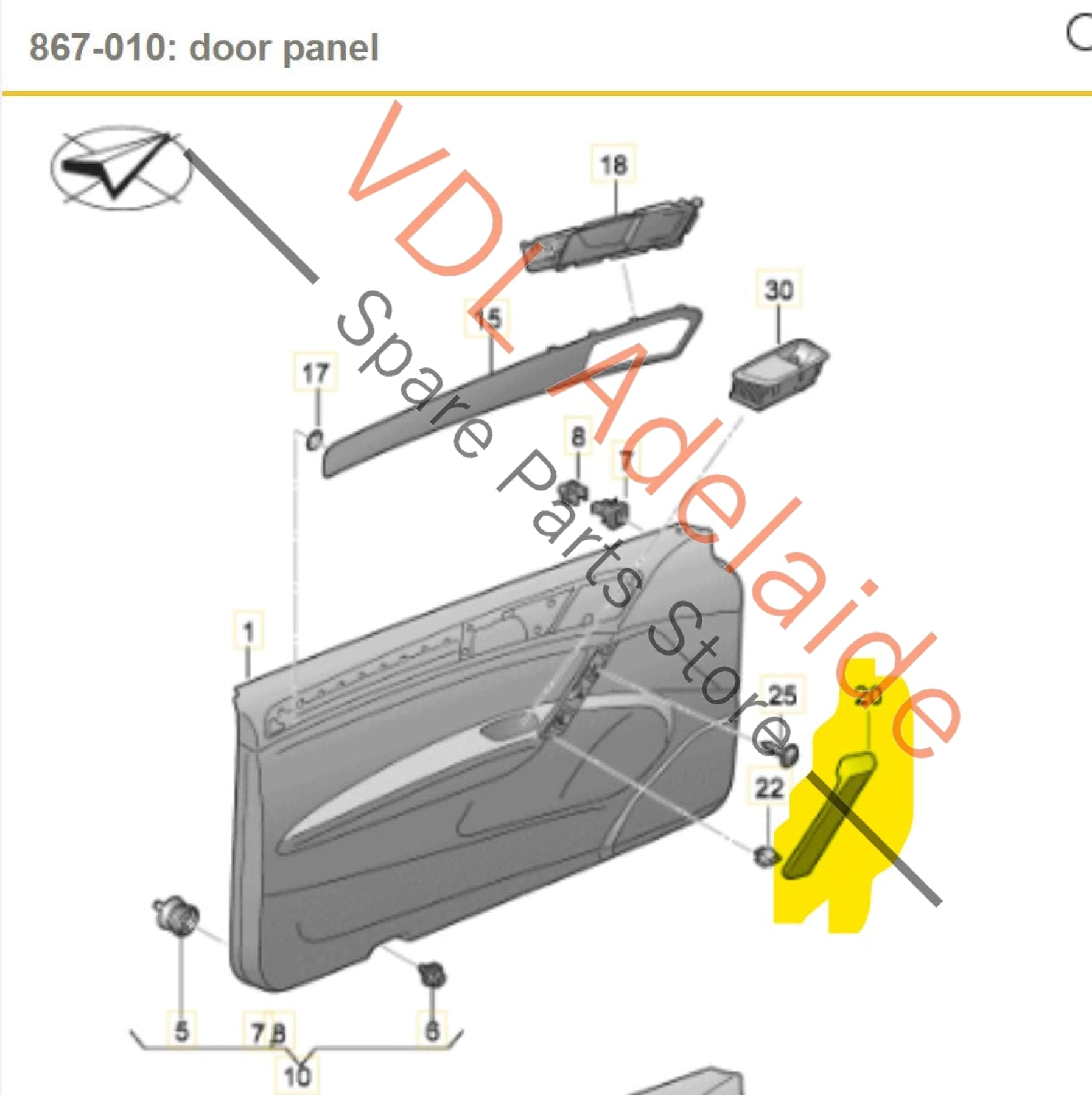 5G0868040A81U      VW Golf MK7 Right Door Handle Interior Trim Pull Grip 5G0868040A 81U