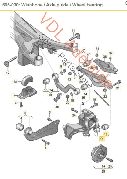 1K0505434 1K0505436AD    Audi S3 8P Quattro Rear Right Wheel Bearing Housing Stub Axle Knuckle 1K0505434 1K0505436AD