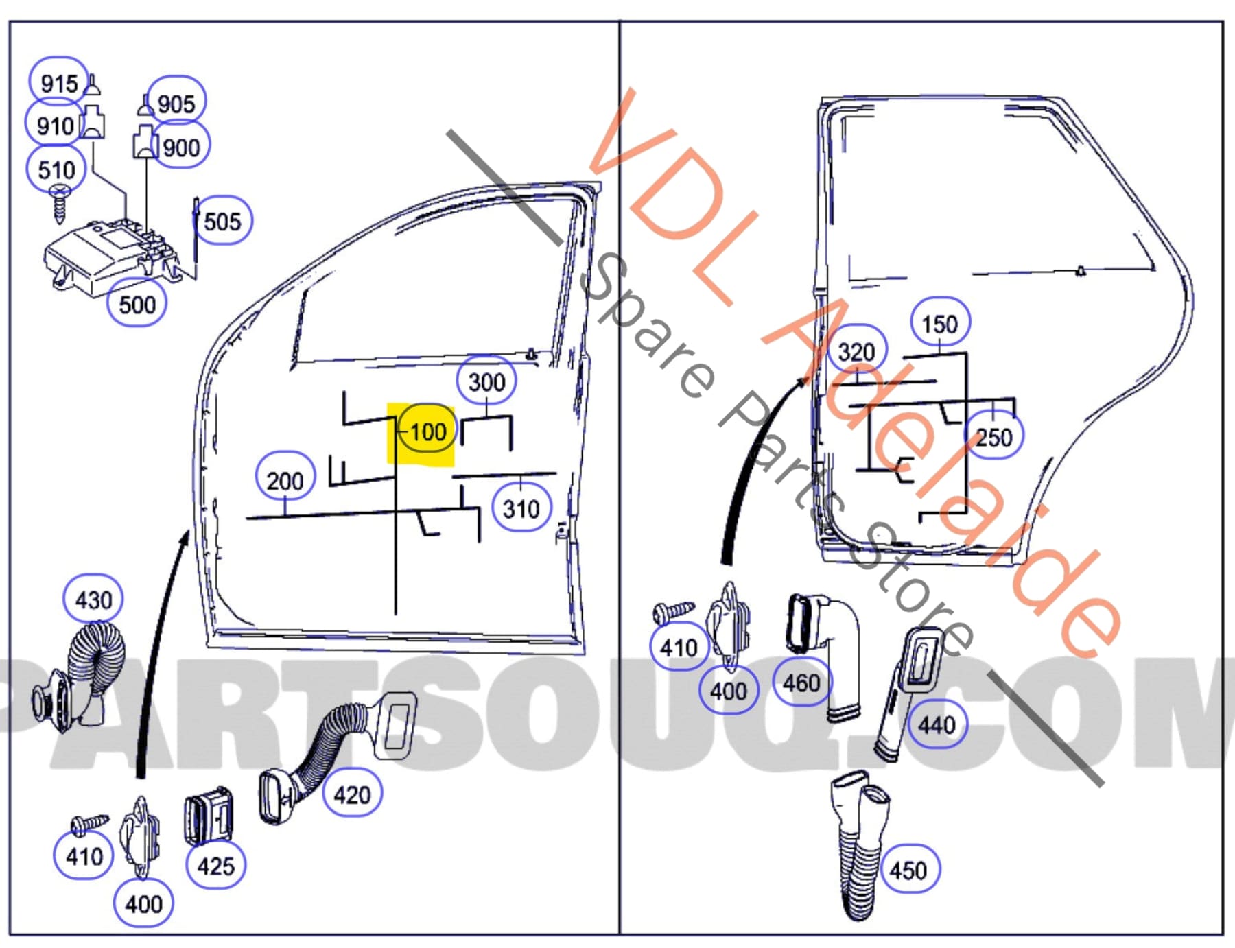 A1644406739    Mercedes W164 Left Front Door Wiring Ribbon Harness Cable A1644406739 Blue Plug