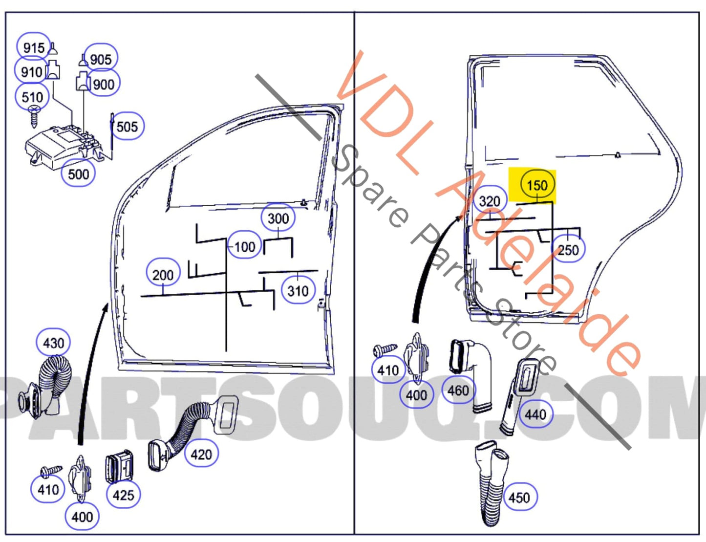 A1645402307    Mercedes W164 Left Rear Door Wiring Ribbon Harness Cable A1645402307 Blue Plug