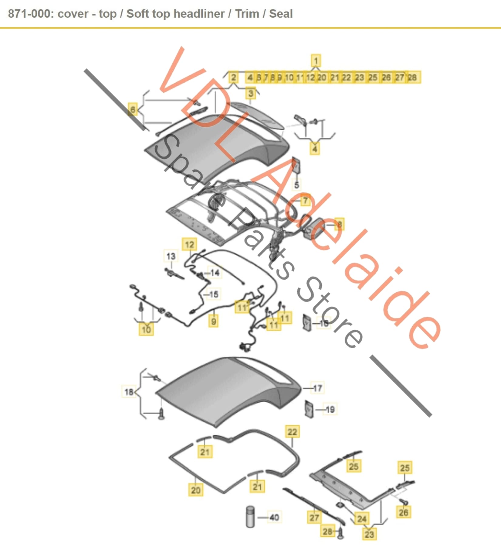 8V7871022C2Y5 8V7871022E2Y5 8V7871791 Audi A3 S3 8V 2013-2020 Complete Convertible Roof frame with fabric 8V7871022C 2Y5