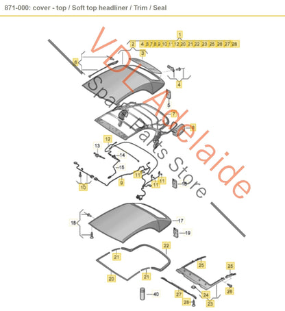 8V7871022C2Y5 8V7871022E2Y5 8V7871791 Audi A3 S3 8V 2013-2020 Complete Convertible Roof frame with fabric 8V7871022C 2Y5