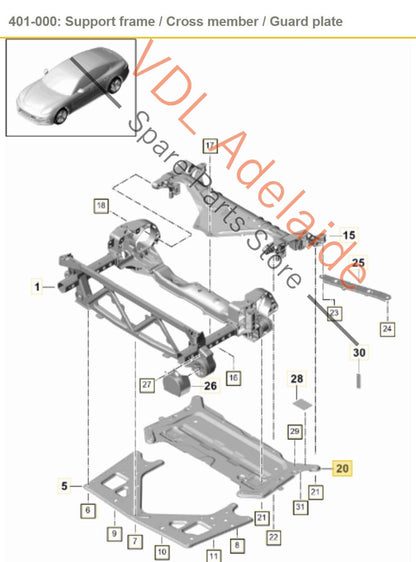 971407129J 971407129S  Porsche Panamera 971 Bottom Skid Pan Reinforcement Plate 971407129J 971407129S