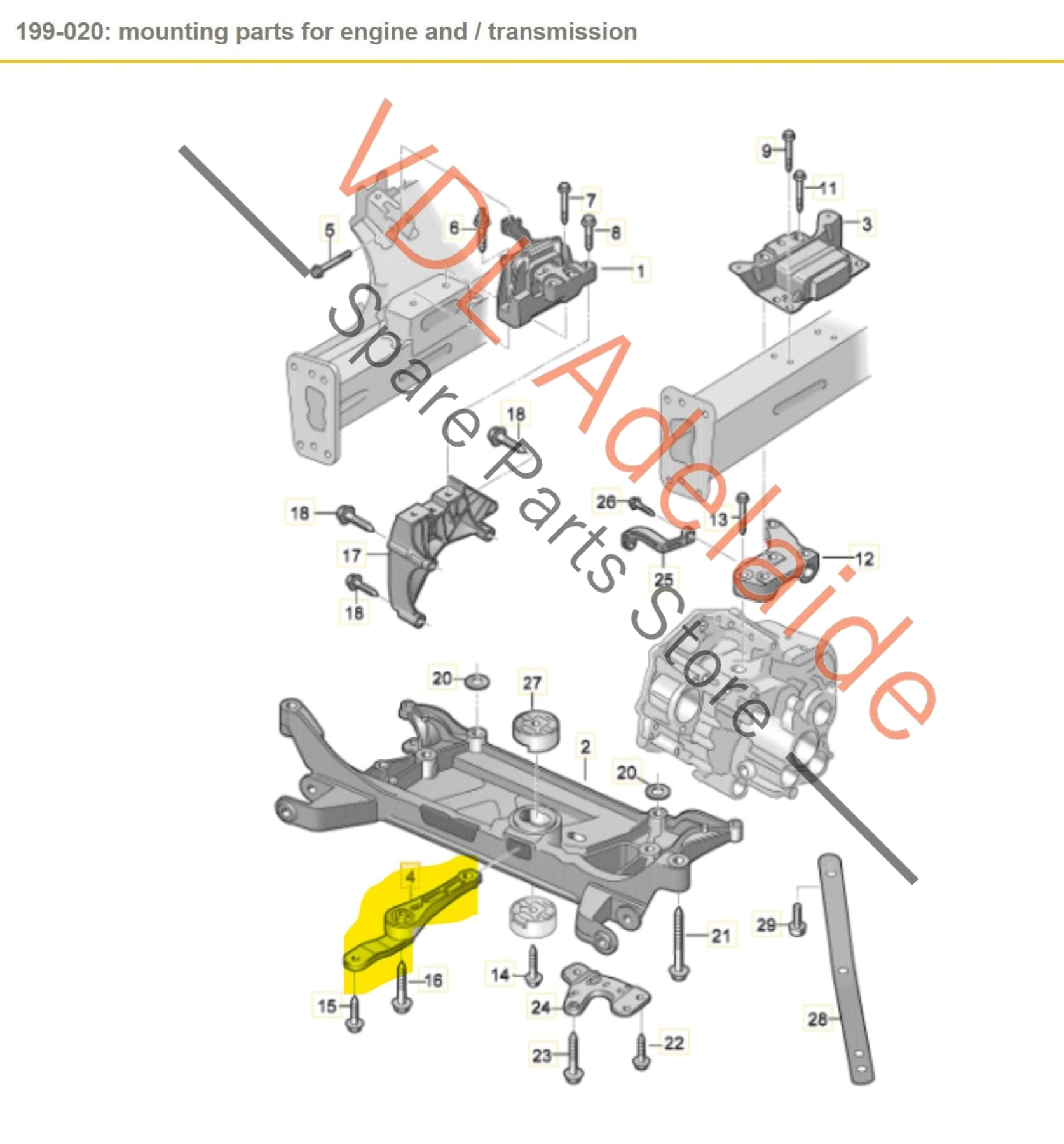 5Q0199855J    Audi S3 VW Golf R MK7 Lower Engine Support Dogbone Pendulum Mount 5Q0199855J