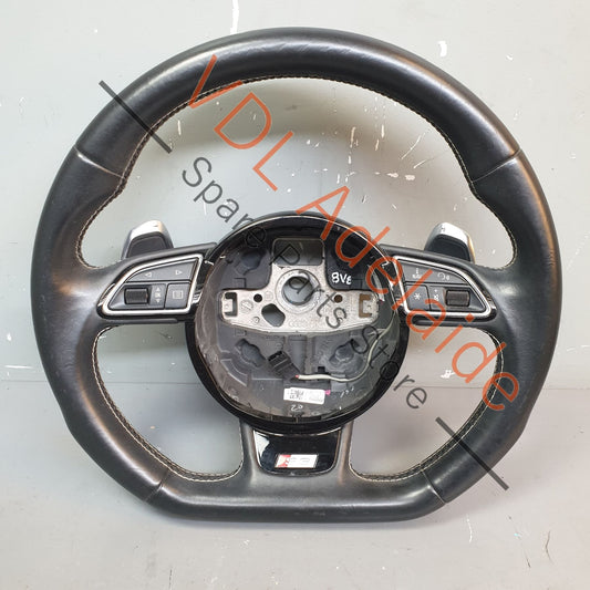 8V0419091ABVMJ 8V0419091AB   Audi S3 Black Leather Flat Bottom Sports Steering Wheel 8V0419091AB VMJ