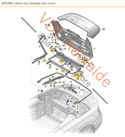 8V7825133A 8V7825133B   Audi A3 S3 Convertible Roof Soft Top Box 8V7825133A
