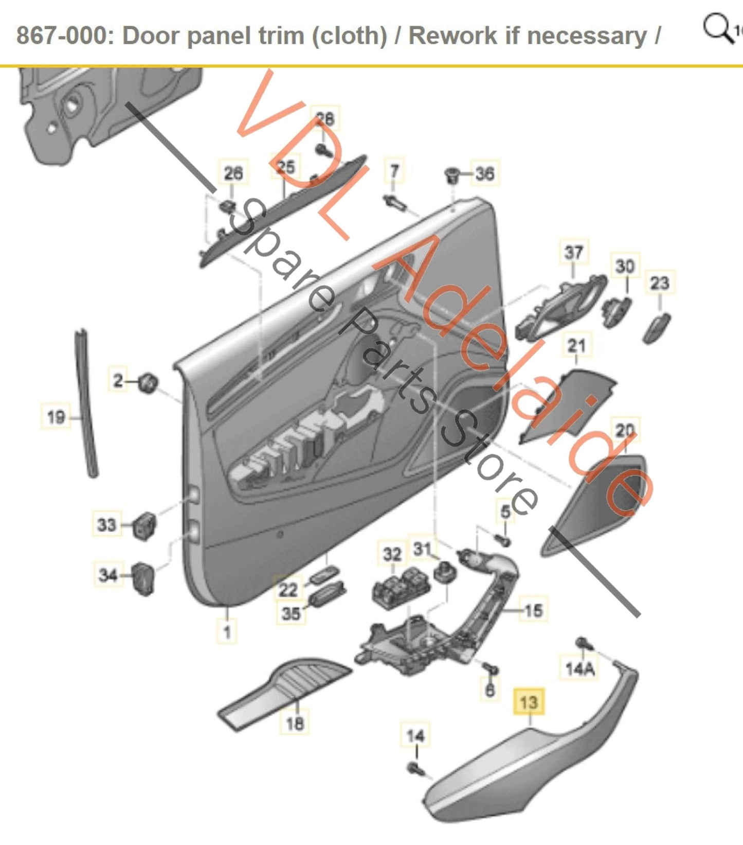 8V7867174DRUI 8V7959522   Audi A3 S3 RS3 Right Side Drivers Leather Interior Trim Arm Rest Door Handle 8V7867174D RUI 8V7959522