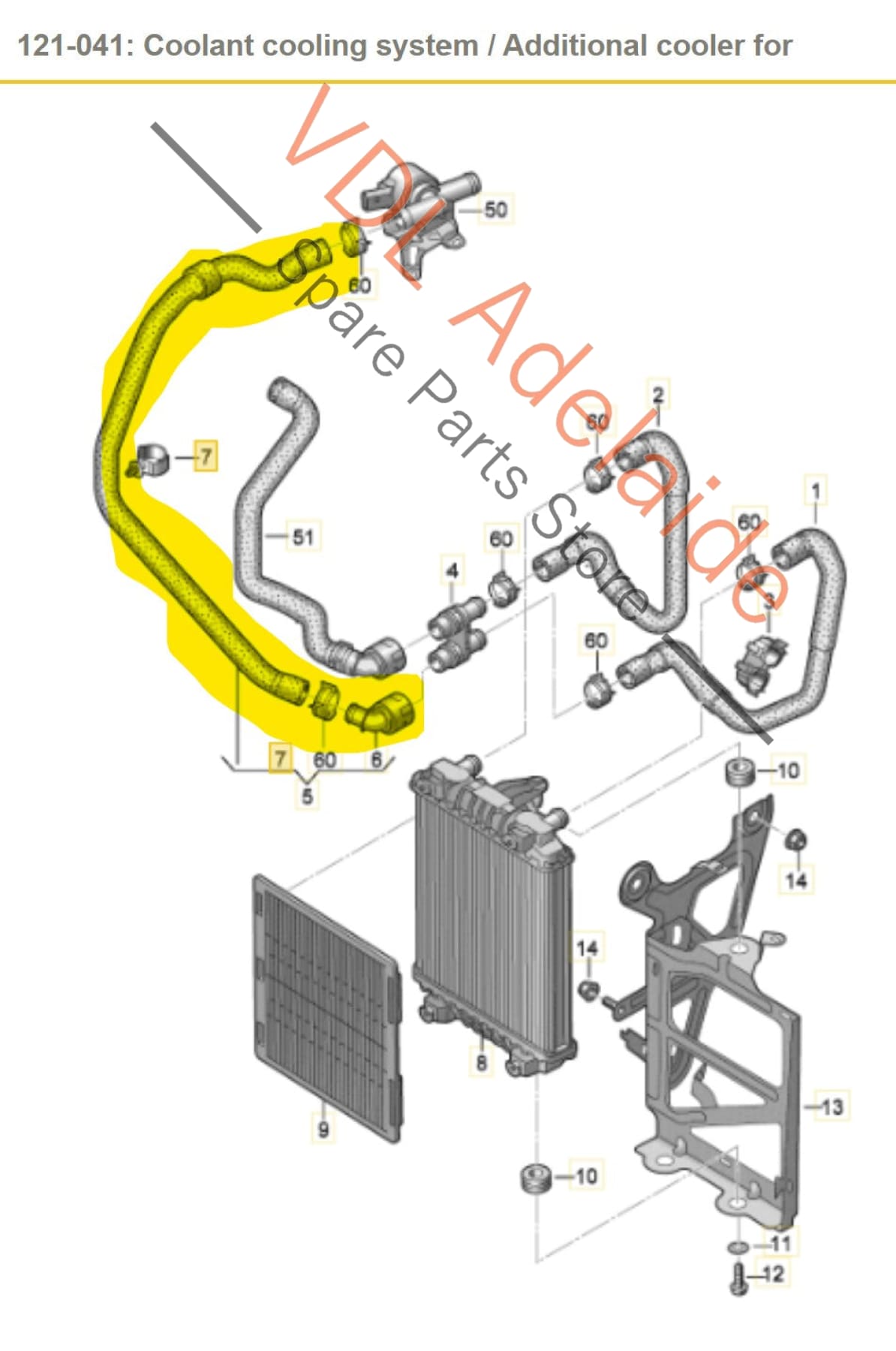 5Q0122051AT    Audi A3 S3 RS3 Additional Radiator Cooling Hose Water Pipe 5Q0122051AT