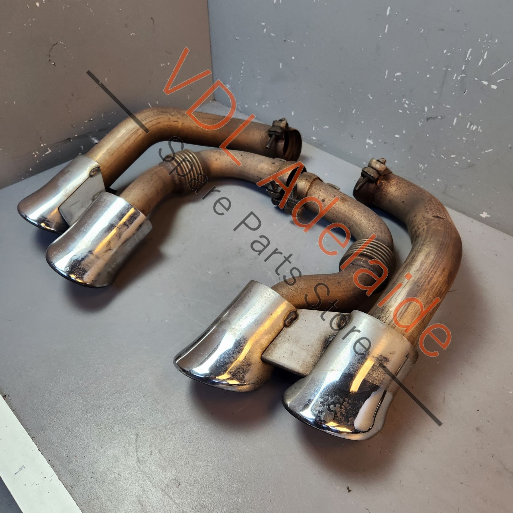 95511125260 95511125160   Porsche Cayenne GTS Pair of Exhaust Tail Pipe Chrome Tips Quad Outlet 95511125260 95511125160