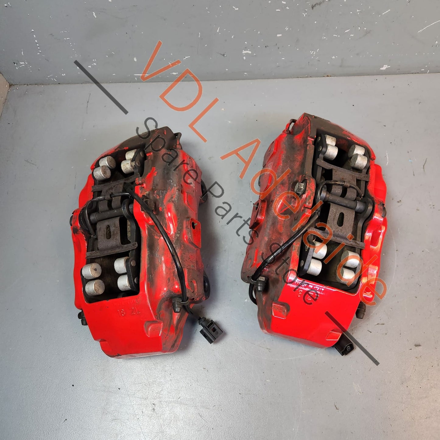 95535142122 95535142222   Pair of Porsche Cayenne GTS Front Brembo 6x Piston Brake Calipers 18ZR Suit 350mm x34mm Rotor