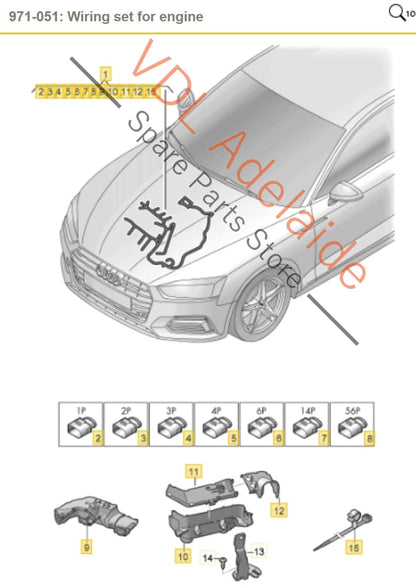 06M971595BS   Audi RS4 RS5 Wiring Harness Cable Set for Engine DECA 2.9L 06M971595BS