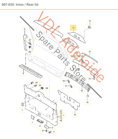 95555582900A03, 7L5867929, , ,  Porsche Cayenne 9PA Rear Hatch Tailgate Trim for Wiper 95555582900 A03 7L5867929