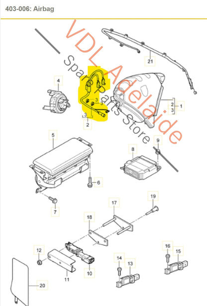 95561267000, 7L5971411, , ,  Porsche Cayenne 9PA 955 957 Steering Wheel Airbag Wiring Harness Cable 95561267000 7L5971411