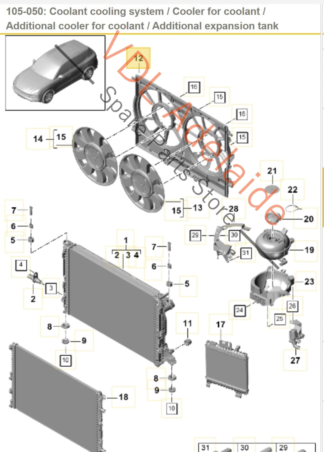 PAB12120730 8W0121003D  Porsche Cayenne E3 9YA 9YB Radiator Fan Shroud Cowling Cowl PAB12120730 8W0121003D