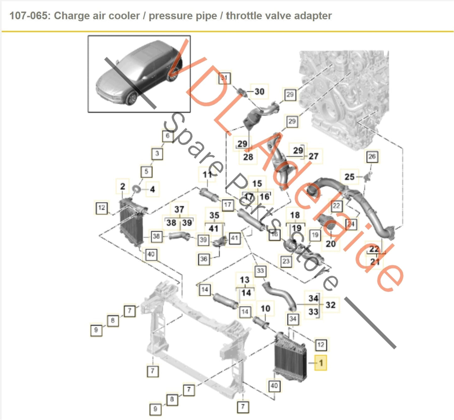 PAB14580310 4M0145803AR PAB145803C Porsche Cayenne E3 9YA 9YB Left Side Charge Air Intercooler 4M0145803AR PAB145803C