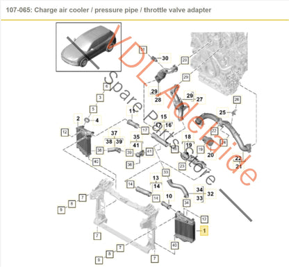 PAB14580310 4M0145803AR PAB145803C Porsche Cayenne E3 9YA 9YB Left Side Charge Air Intercooler 4M0145803AR PAB145803C