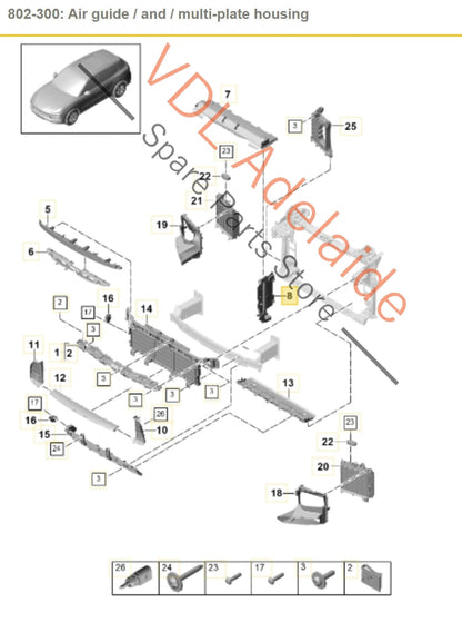 9Y0121707D 9Y0121707DL 9Y0121707DR Porsche Cayenne E3 9YA 9YB Centre Front Radiator Support Air Guides Pair 9Y0121707D L & 9Y0121707D R