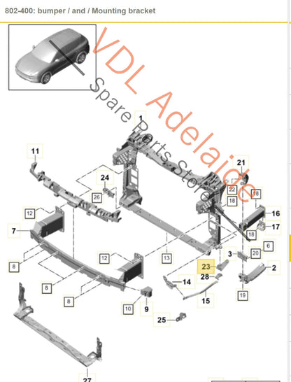 4M0805201 PAB805201  Porsche Cayenne Audi Q7 Touareg Radiator Support Bracket Left 4M0805201 PAB805201