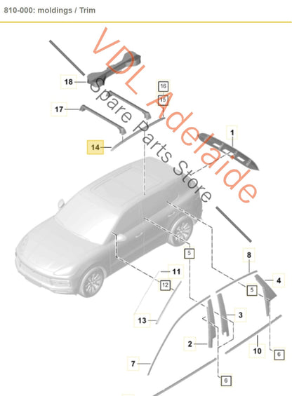 9Y0860043A 9Y0860043B  Porsche Cayenne E3 9YA Pair of Chrome Aluminium Roof Rails L&R 9Y0860043A 9Y0860043B