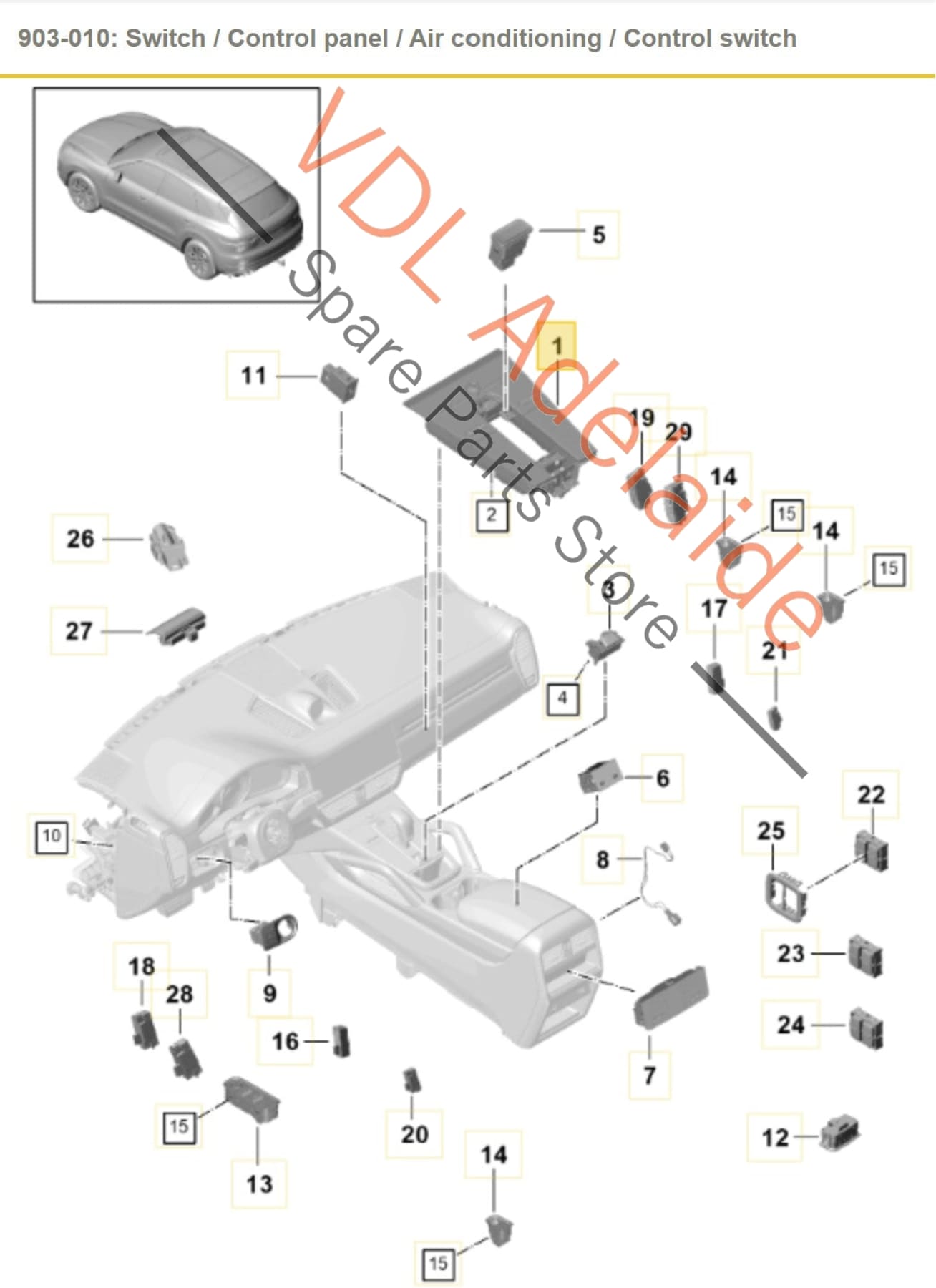 9Y0919610L 9Y0919610MOV3 9Y0919610N Porsche Cayenne E3 9YA 9YB Centre Dash Console Control Switch Panel for Air Conditioning 9Y0919610M OV3 9Y0919610L 9Y0919610N