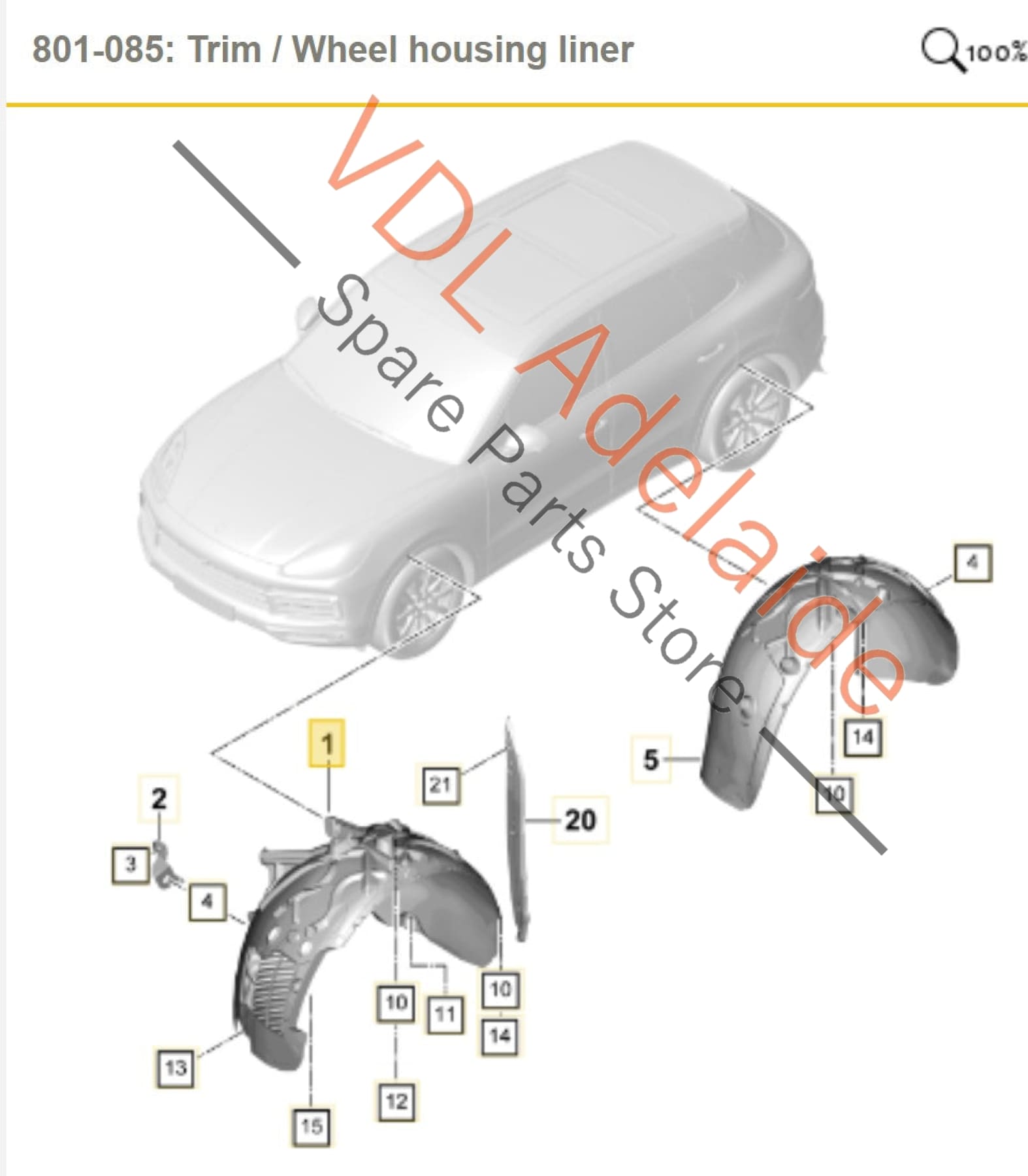 9Y0810972F 9Y0810972G 9Y0810972J 9Y0810972H Porsche Cayenne E3 9YA 9YB Front Right Wheel Housing Arch Lining Liner 9Y0810972F H G J