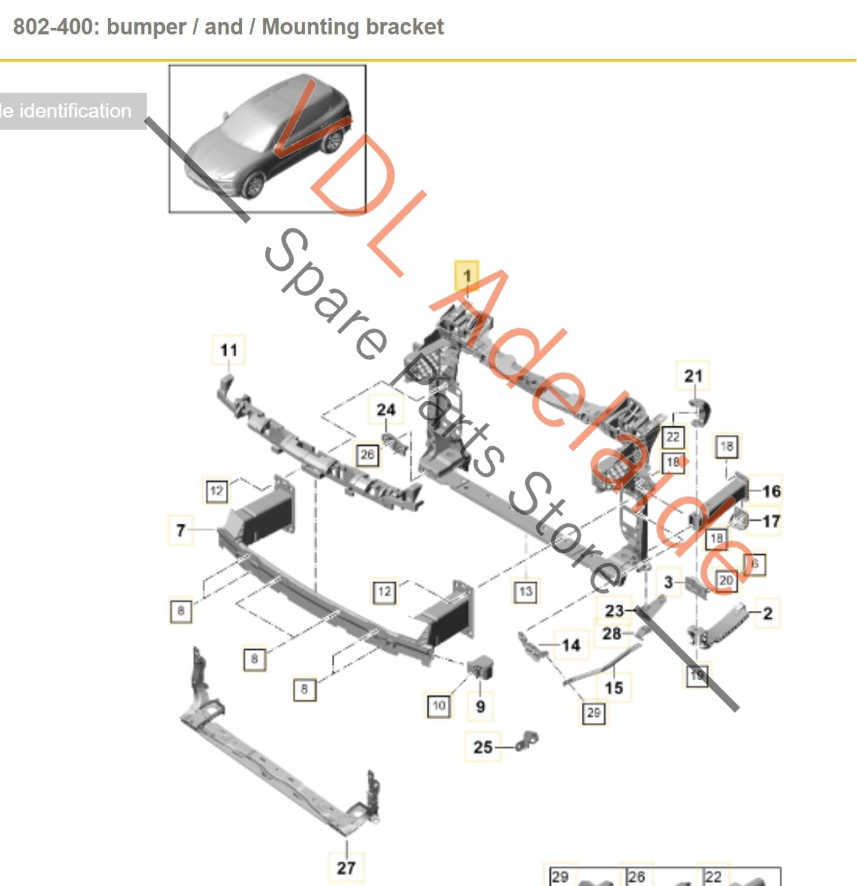 9Y0805594M    Porsche Cayenne E3 9YA 9YB Front Radiator Bracket Support Panel 9Y0805594M