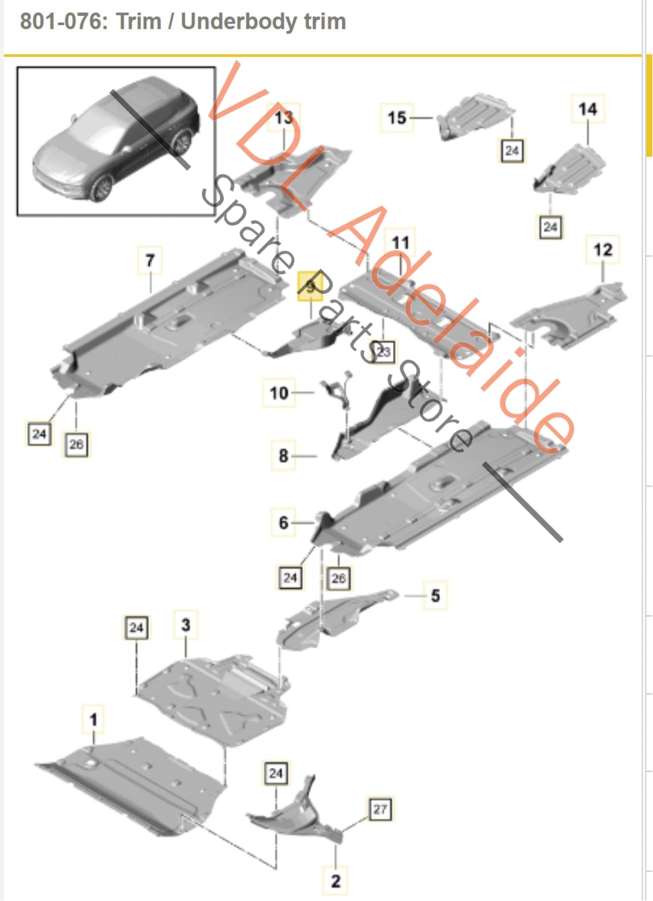 95882520800 9Y0825208   Porsche Cayenne E3 Transmission Tunnel Rear Inner Body Protection Trim Splash Guard 95882520800 9Y0825208