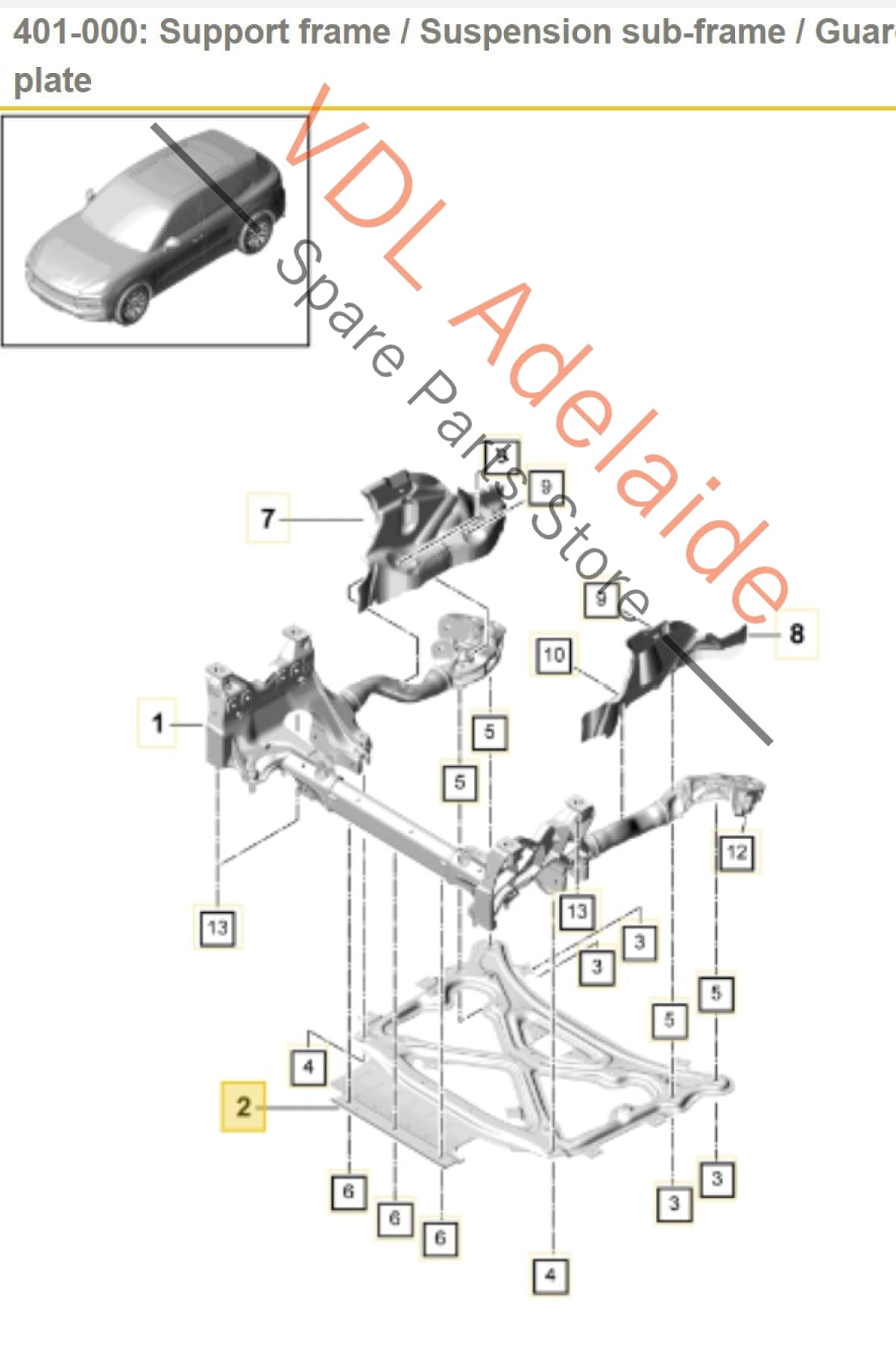 PAB399345B 958399346C 4M0399345B  Porsche Cayenne E3 Front Lower Reinforcement K Sub-Frame Suspension Chassis PAB399345B 4M0399345B 958399346C