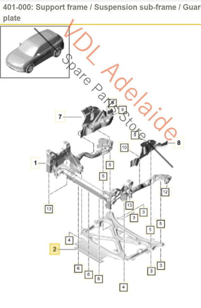PAB399345B 958399346C 4M0399345B  Porsche Cayenne E3 Front Lower Reinforcement K Sub-Frame Suspension Chassis PAB399345B 4M0399345B 958399346C