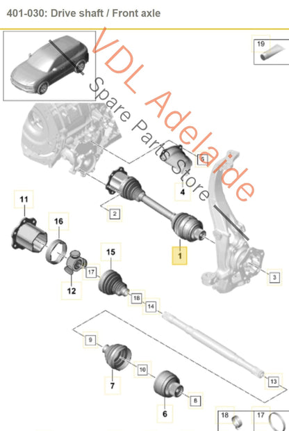 4M4407271 95840727100 PAD407271 PAB407271B Porsche Cayenne E3 Front Driveshaft Axle CV Left or Right 95840727100 PAD407271 4M4407271 PAB407271B