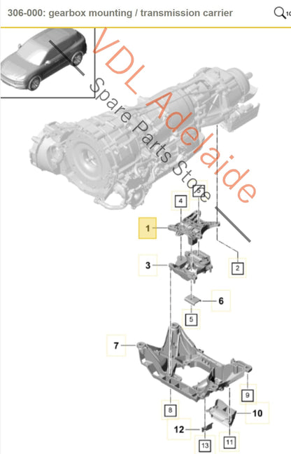 PAB39911510    Porsche Cayenne E3 9YA 9YB Transmission Gearbox Support Mount Bracket PAB39911510