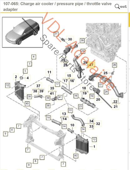 06M145673DB PAB14567310   Porsche Cayenne E3 9YA 9YB 2.9 V6 Left Intercooler Charge Air Intake Hose Pipe 06M145673DB PAB14567310