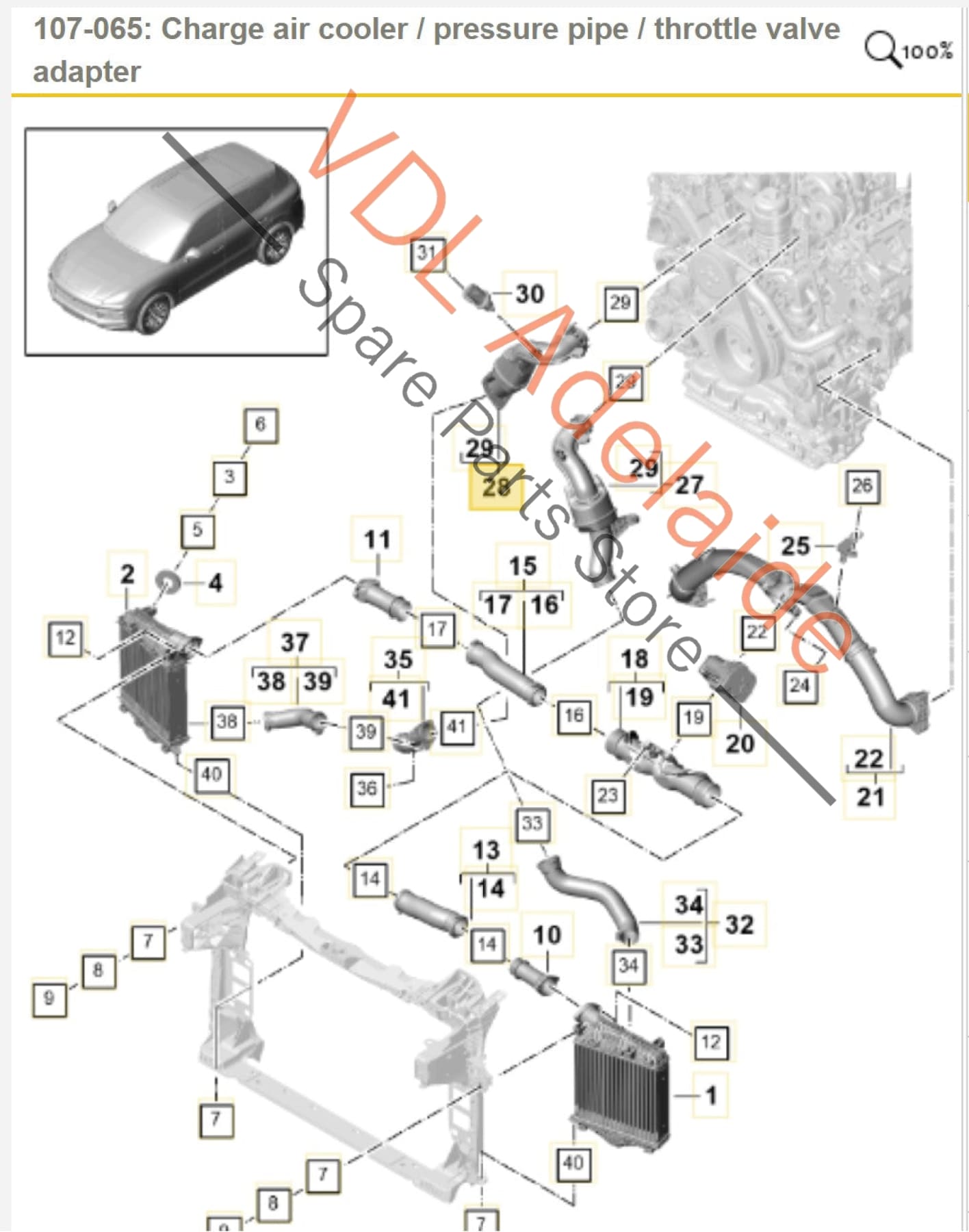 06M145673DC PAB14567310   Porsche Cayenne E3 9YA 9YB 2.9 V6 Left Intercooler Charge Air Intake Hose Pipe 06M145673DC PAB14567320