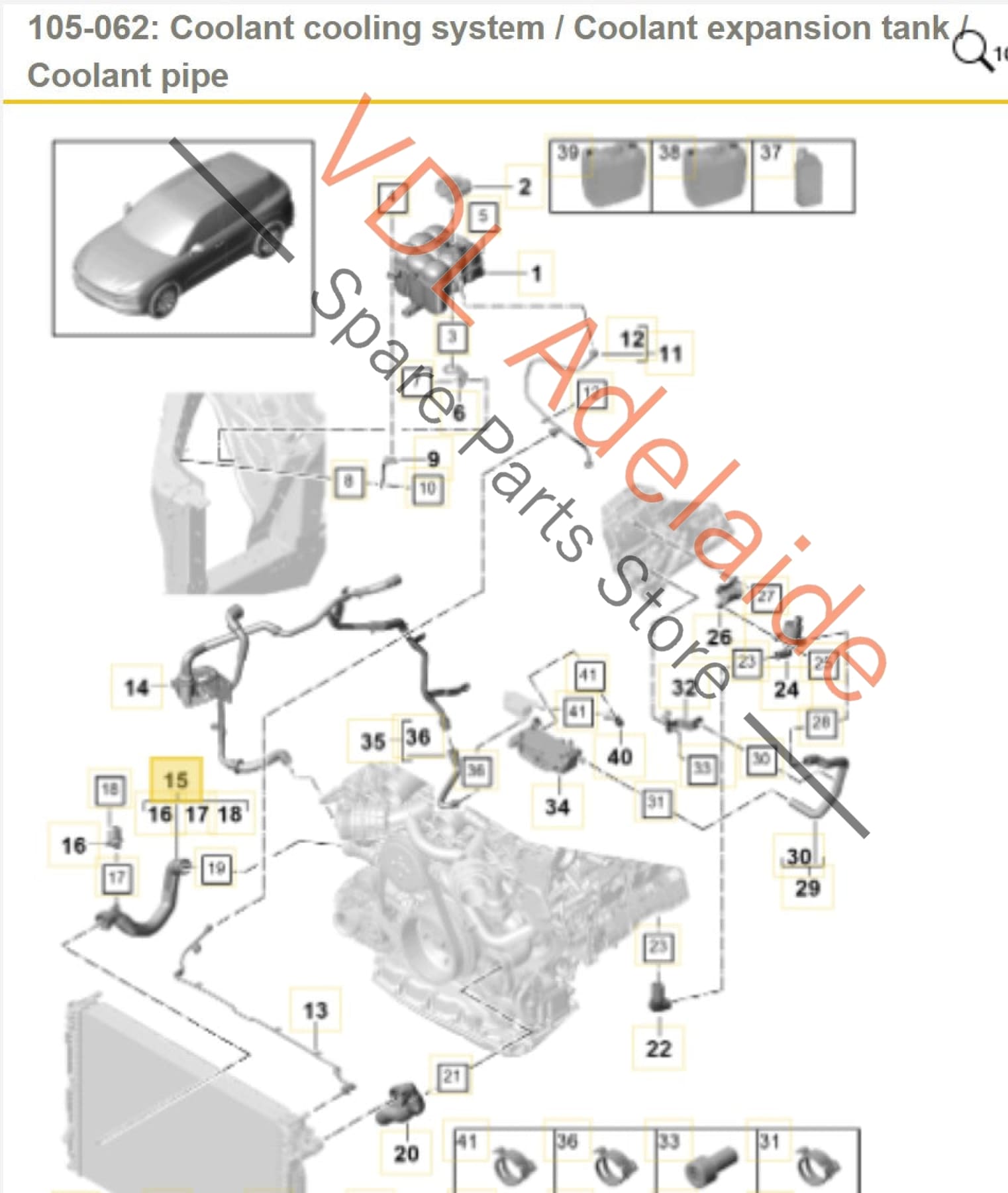 4M0122055CS 95812205510   Porsche Cayenne E3 2.9 V6 Right Side Radiator Hose Pipe 95812205510 4M0122055CS