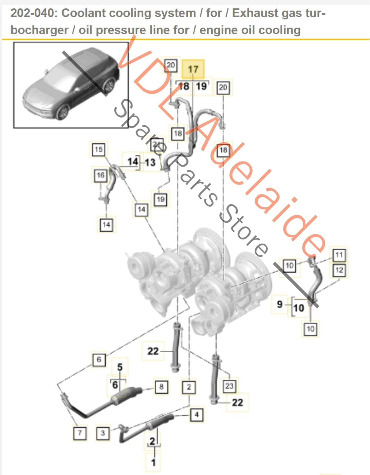 9A714514010 06M145140J   Porsche Cayenne V6 Bi Turbo Oil Feed Hose Pipe 9A714514010