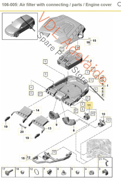 06M129666R 95812966600   Porsche Cayenne E3 9YA 9YB Right Side Air Intake Flange Pipe 06M129666R 95812966600