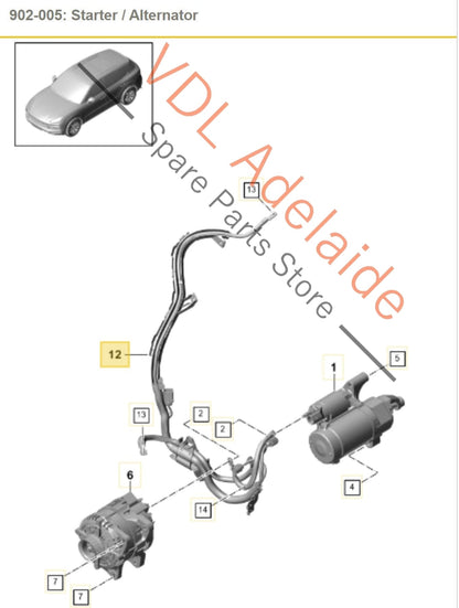 9Y0971228D    Porsche Cayenne E3 9YA 9YB Alternator Wiring Harness Cable 9Y0971228D