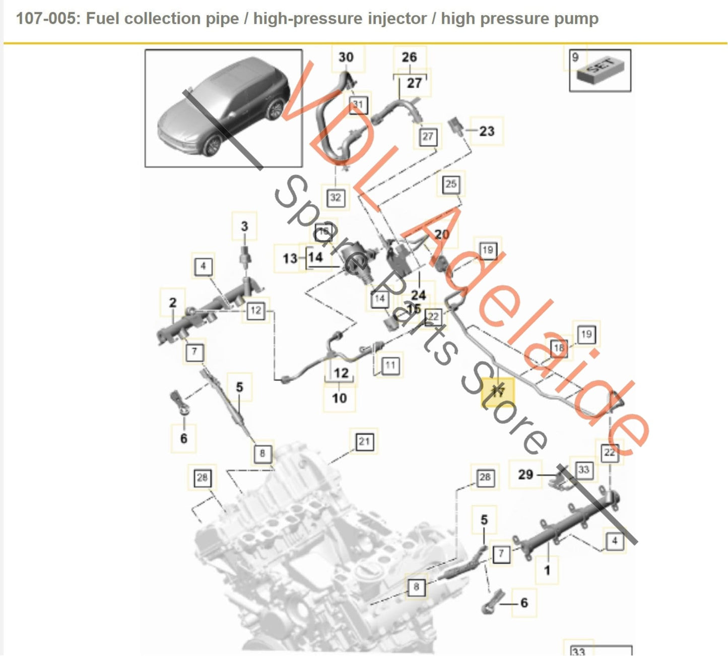 06M127507AB 9A712750730   Porsche Cayenne E3 2.9 V6 High Pressure Fuel Supply Line Pipe 06M127507AB 9A712750730