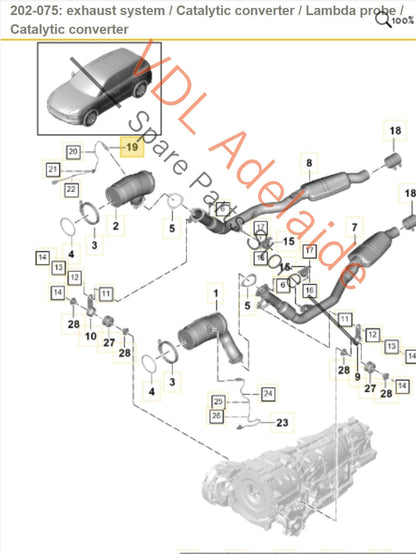 95890626520 PAB906265H 4M8906265H  Porsche Cayenne E3 9YA 9YB Oxygen Sensor Downstream Right Side 95890626520 PAB906265H 4M8906265H