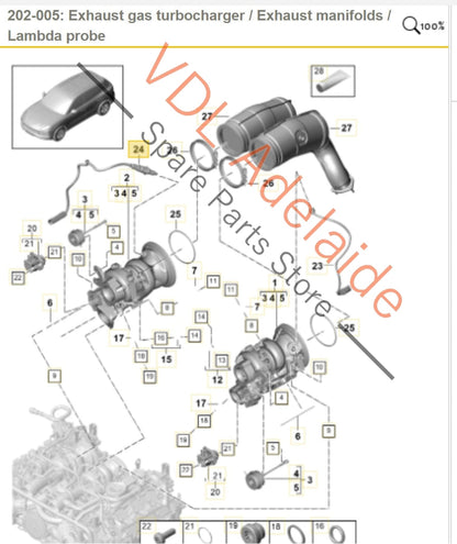 PAC906265B 9A790626520 06M906265  Porsche Cayenne E3 9YA 9YB Oxygen Sensor Upstream Right Side PAB906265B 9A790626520 06M906265