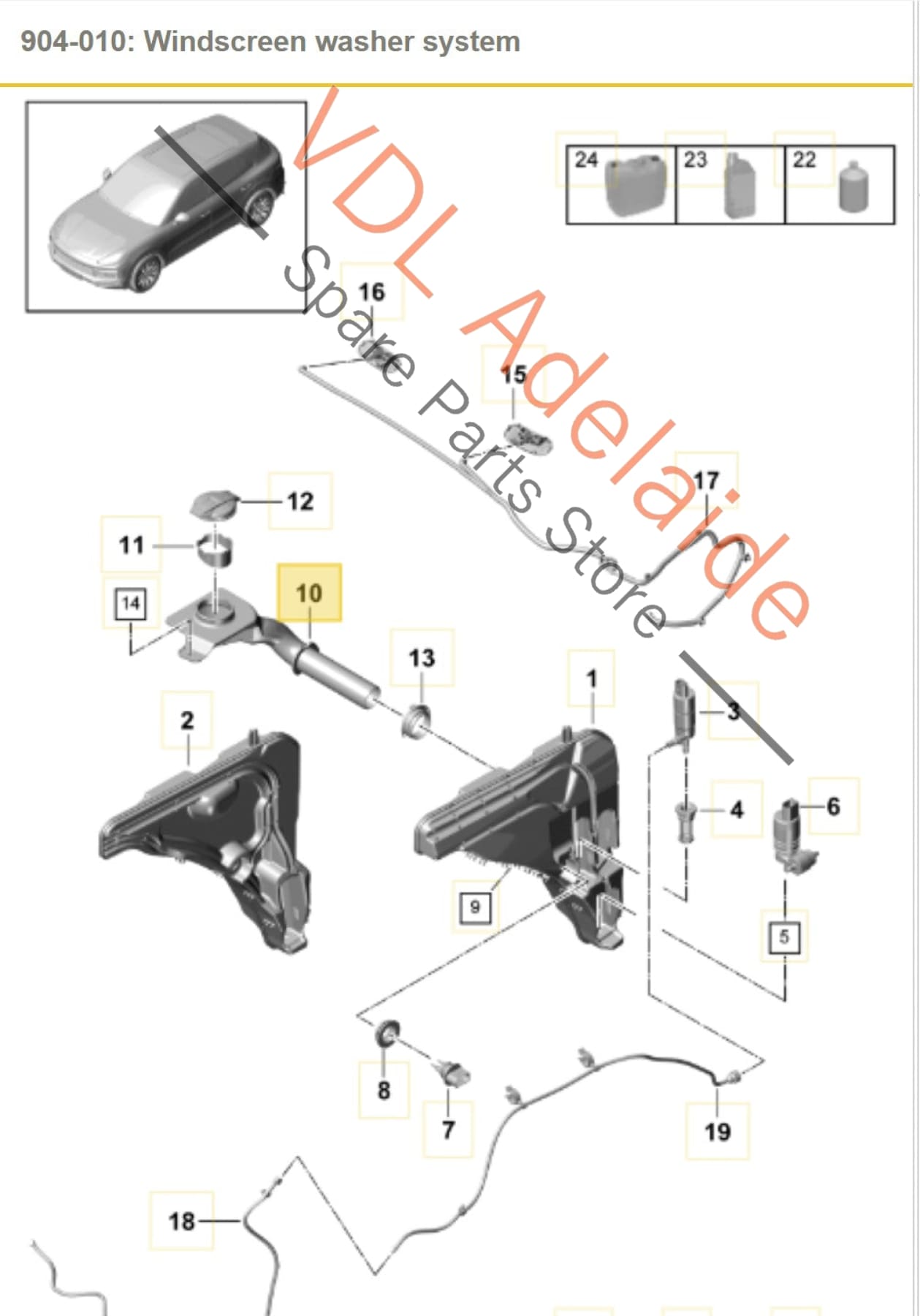 PAB955463 PAB95526700 4M0955463 Porsche Cayenne E3 9Y Washer Bottle Neck & Cap PAB955463 PAB95526700