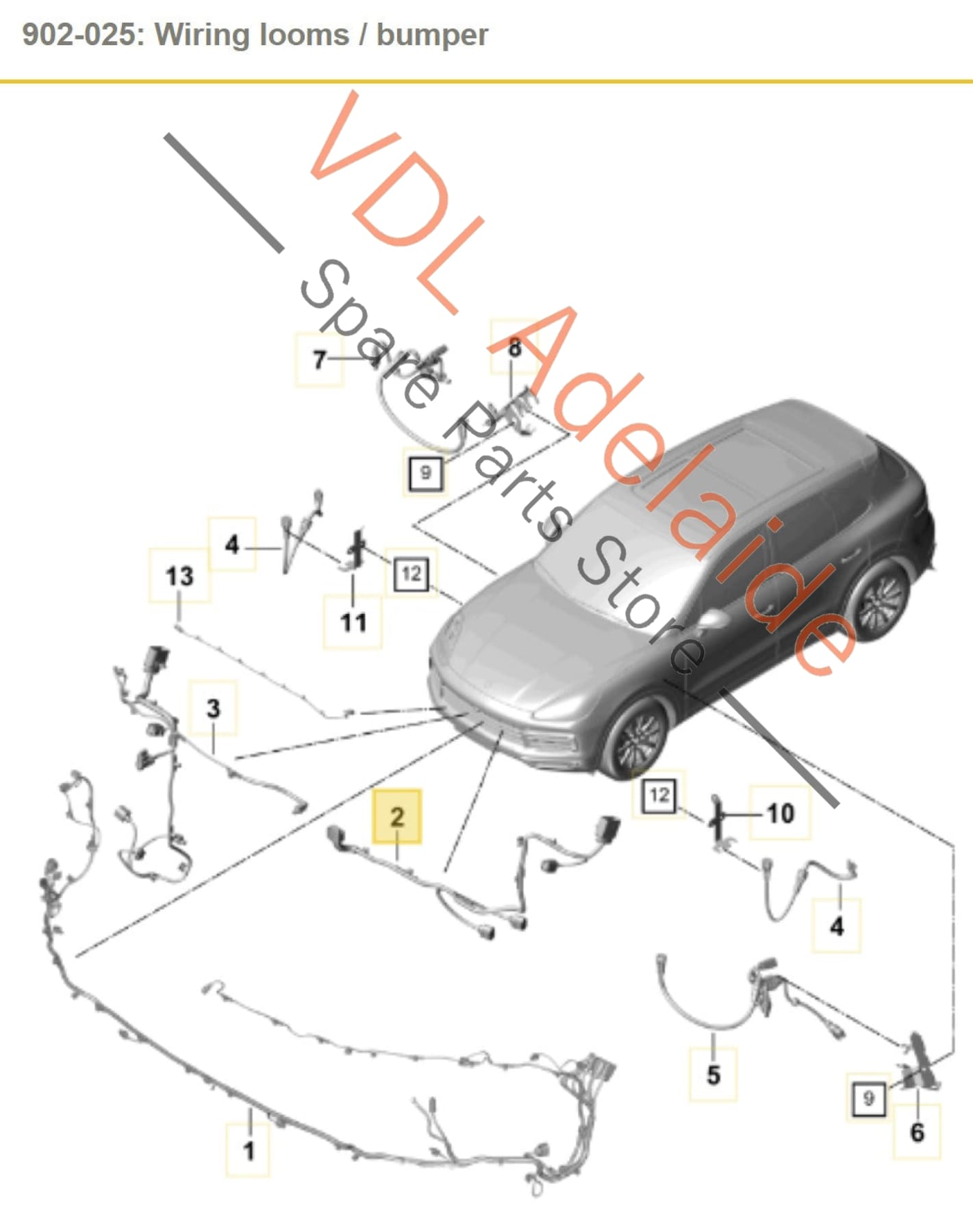 9Y0971073J   Porsche Cayenne Front Bumper Left Wiring Harness 9Y0971073J