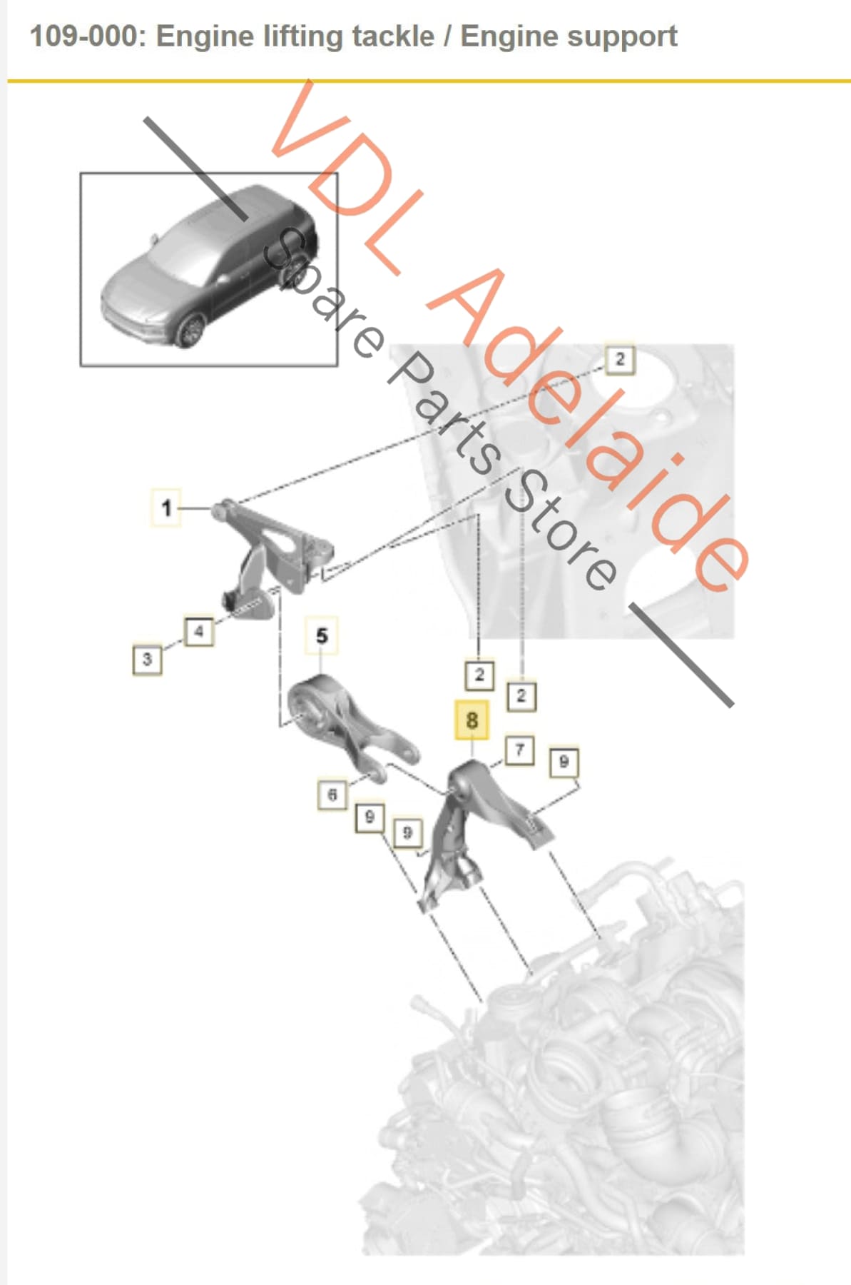 9Y0199352 9Y0199353  Porsche Cayenne E3 Upper Engine Mount Support Bracket Brace Mount 9Y0199352 9Y0199353