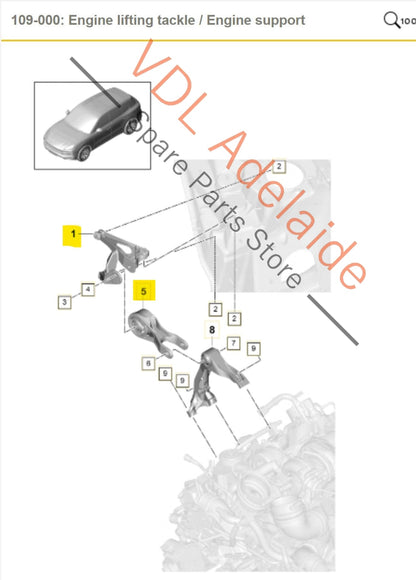 9Y0199373 9Y0199331  Porsche Cayenne E3 Upper Engine Mount Support Bracket Brace Mount 9Y0199331 9Y0199373