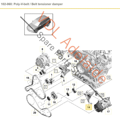 9A726088510 06M260885M  Porsche Cayenne E3 9Y AC Air Conditioner Compressor Bracket Alloy Aluminium 9A726088510 06M260885M